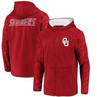 Men's Fanatics Crimson Oklahoma Sooners Iconic Embossed Defender Full-Zip Hoodie