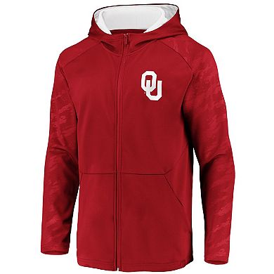 Men's Fanatics Crimson Oklahoma Sooners Iconic Embossed Defender Full-Zip Hoodie