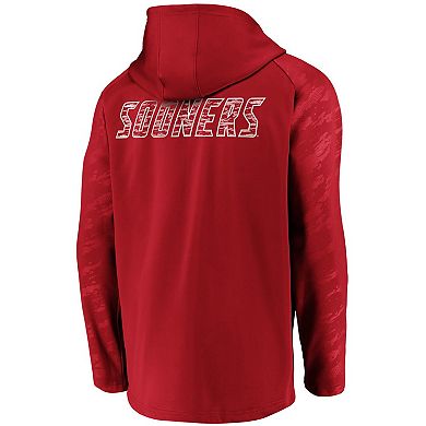 Men's Fanatics Crimson Oklahoma Sooners Iconic Embossed Defender Full-Zip Hoodie
