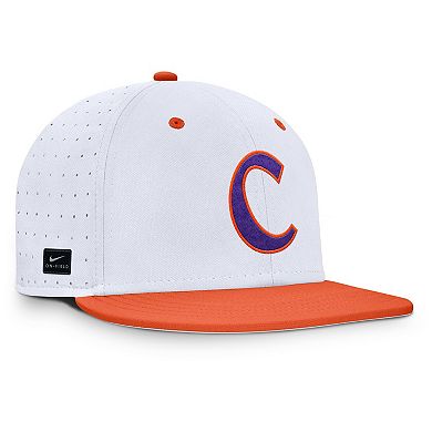 Men's Nike White Clemson Tigers On-Field Dugout True Performance Fitted Hat