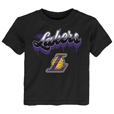 Youth Black Los Angeles Lakers Bubbly Script T-Shirt