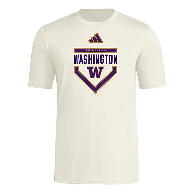 Men's adidas Cream Washington Huskies Aeroready Home Plate Pre-Game T-Shirt