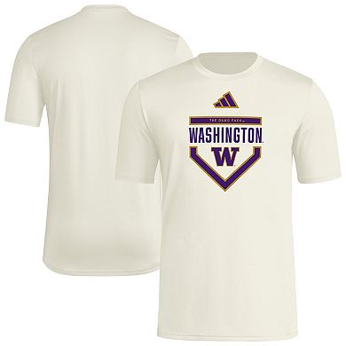 Men's adidas Cream Washington Huskies Aeroready Home Plate Pre-Game T-Shirt