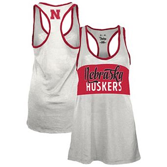 Women's Pressbox White/Scarlet Nebraska Huskers Tracy Racerback Burnout Tank Top
