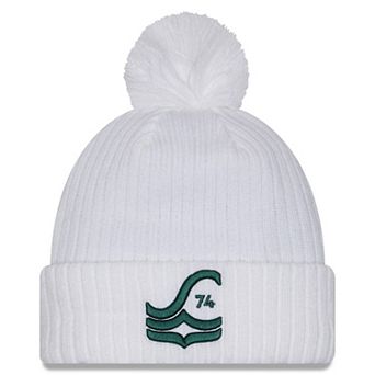 Men's New Era White Seattle Sounders FC 2025 Jersey Hook Cuff Knit Hat with Pom