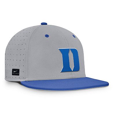Men's Nike Gray Duke Blue Devils On-Field Dugout True Performance Fitted Hat