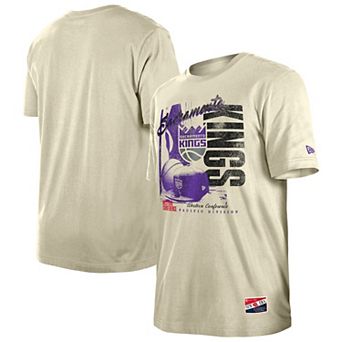 Men's New Era Cream Sacramento Kings Distressed Throwback Vintage Color Pack T-Shirt
