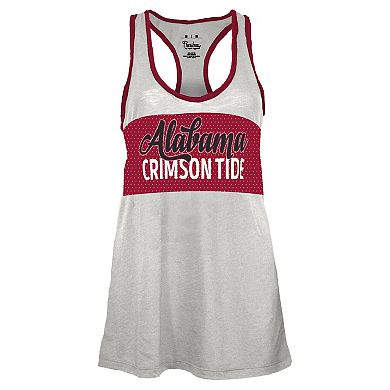 Women's Pressbox White/Crimson Alabama Crimson Tide Tracy Racerback Burnout Tank Top