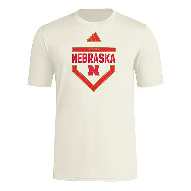Men's adidas Cream Nebraska Huskers Aeroready Home Plate Pre-Game T-Shirt
