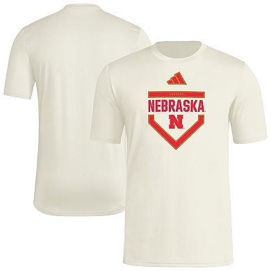Men's adidas Cream Nebraska Huskers Aeroready Home Plate Pre-Game T-Shirt