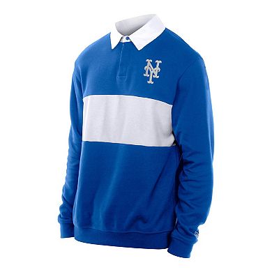 Men's New Era Royal New York Mets Throwback Prep Colorblock Rugby Polo