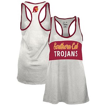 Women's Pressbox White/Cardinal USC Trojans Tracy Racerback Burnout Tank Top