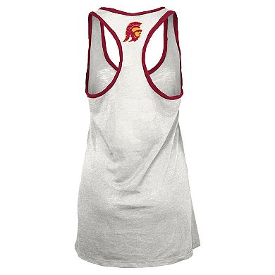 Women's Pressbox White/Cardinal USC Trojans Tracy Racerback Burnout Tank Top