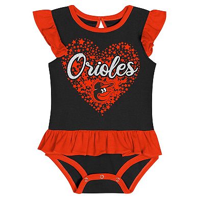 "Newborn Black Baltimore Orioles Fan Cheer Bodysuit, Bib & Bootie Set"
