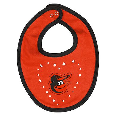 "Newborn Black Baltimore Orioles Fan Cheer Bodysuit, Bib & Bootie Set"