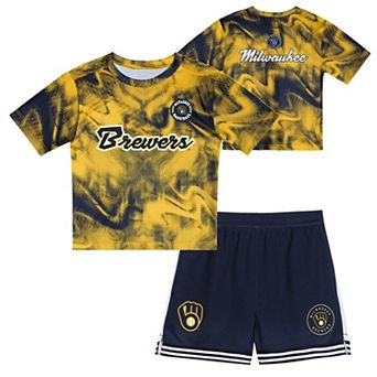 Preschool Gold Milwaukee Brewers Hitter Infielder 2 pc Set
