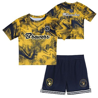 Preschool Gold Milwaukee Brewers Hitter Infielder 2-Piece Set