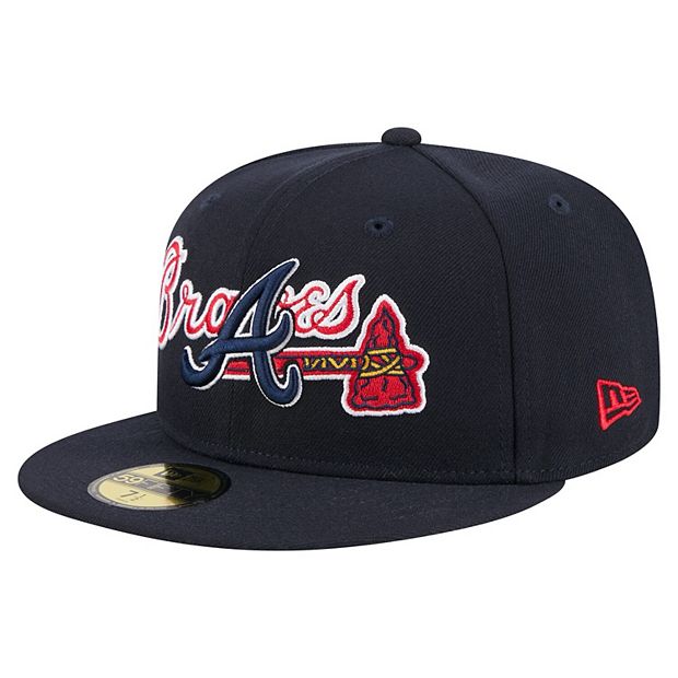 Atlanta Braves キャップ ネイビー Men's New Era Navy Atlanta Braves Overlap 59FIFTY Fitted Hat