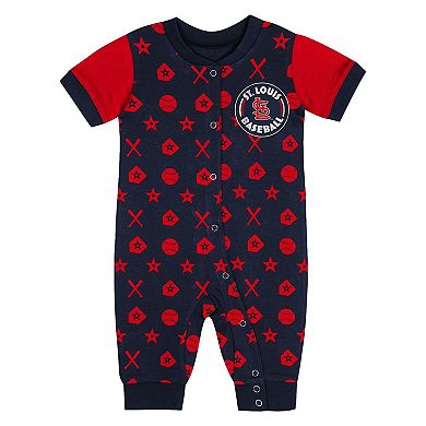 Newborn Navy St. Louis Cardinals Hard 90 Coveralls