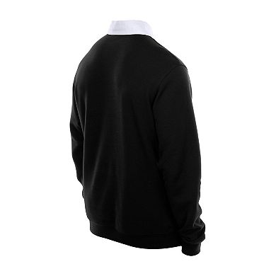 Men's New Era Black San Francisco Giants Throwback Prep Colorblock Rugby Polo