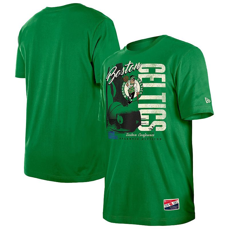Men's New Era  Kelly Green Boston Celtics Distressed Throwback Vintage Color Pack T-Shirt, Size: Medium