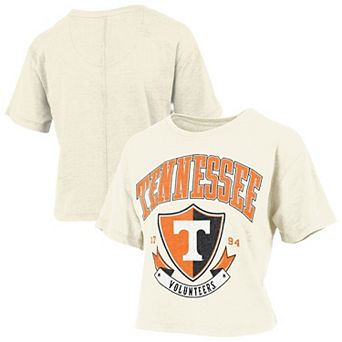 Women's Pressbox Cream Tennessee Volunteers Buckler Vintage Cropped T-Shirt