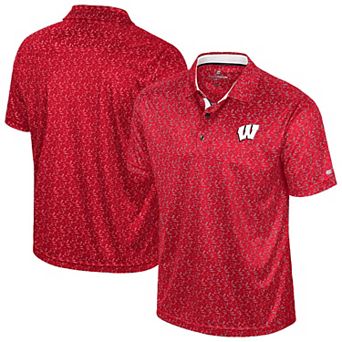 Men's Colosseum Red Wisconsin Badgers Sublimated Golf Polo