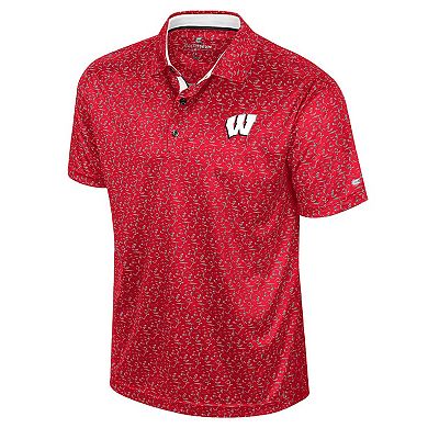 Men's Colosseum Red Wisconsin Badgers Sublimated Golf Polo