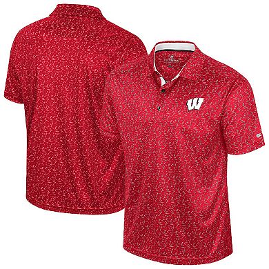 Men's Colosseum Red Wisconsin Badgers Sublimated Golf Polo