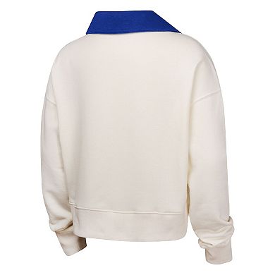 Girls Youth White Chicago Cubs Ballpark Hit Collared V-Neck Pullover Sweatshirt