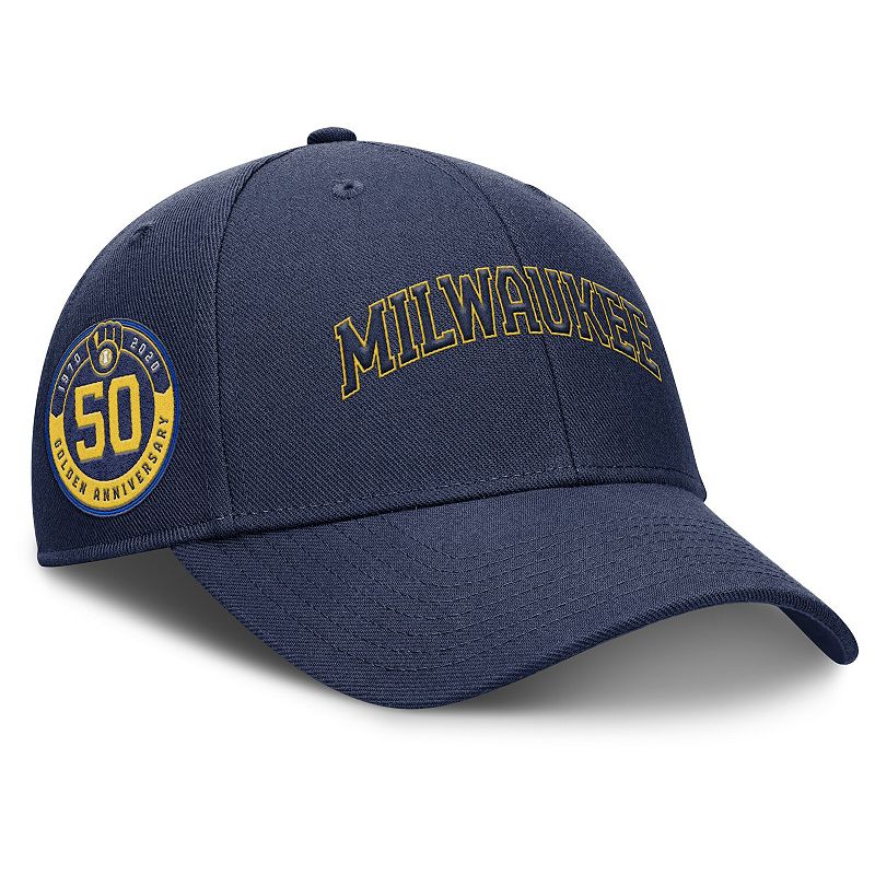 Men's Nike Navy Milwaukee Brewers Rise Gaberdine Adjustable Hat, Size: Medium/Large, Blue