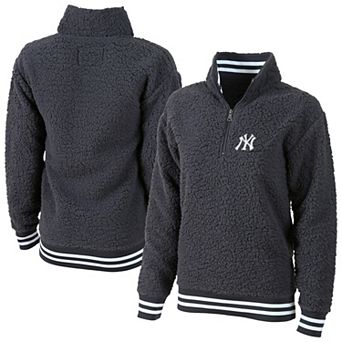 Women's G-III 4Her by Carl Banks Gray New York Yankees Play Action Sherpa Fleece Quarter-Zip Jacket