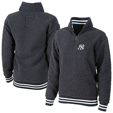 Women's G-III 4Her by Carl Banks Gray New York Yankees Play Action Sherpa Fleece Quarter-Zip Jacket