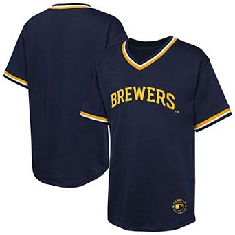 Youth Navy Milwaukee Brewers Relief Pitcher V-Neck T-Shirt