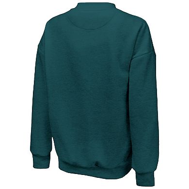 Women's Majestic Threads Midnight Green Philadelphia Eagles Super Bowl LIX Champions Choke Up Tri-Blend Pullover Sweatshirt