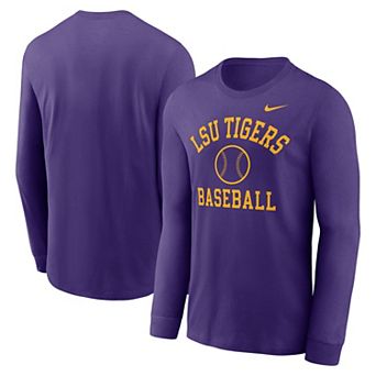 Men's Nike Purple LSU Tigers Essential Baseball Arch Long Sleeve T-Shirt