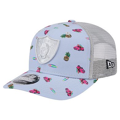 Men's New Era Light Blue Las Vegas Raiders Adventure Surfboard 9SEVENTY Adjustable Hat