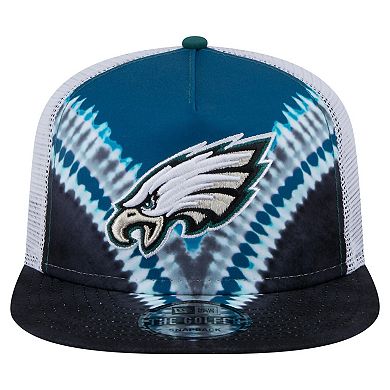 Men's New Era Midnight Green/Black Philadelphia Eagles Throwback Dye Golfer Snapback Hat