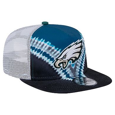 Men's New Era Midnight Green/Black Philadelphia Eagles Throwback Dye Golfer Snapback Hat