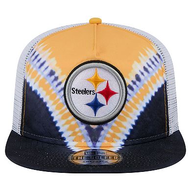Men's New Era Gold/Black Pittsburgh Steelers Throwback Dye Golfer Snapback Hat