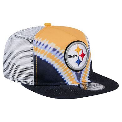 Men's New Era Gold/Black Pittsburgh Steelers Throwback Dye Golfer Snapback Hat