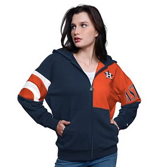 Women's Starter Navy/Orange Houston Astros Curve Ball Full Zip Hoodie Sweatshirt