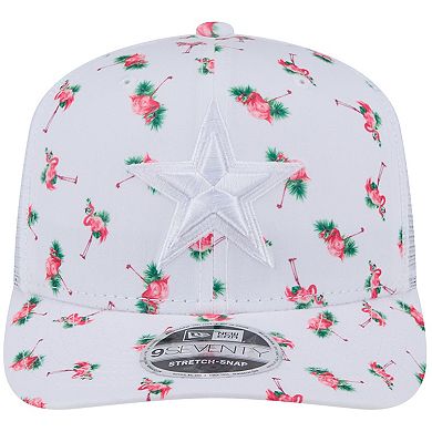 Men's New Era White Dallas Cowboys Adventure Flamingo Pattern 9SEVENTY Stretch-Snap Hat