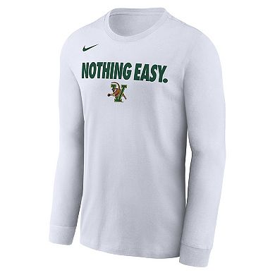 Men's Nike White Vermont Catamounts 2025 On-Court Bench Long Sleeve T-Shirt