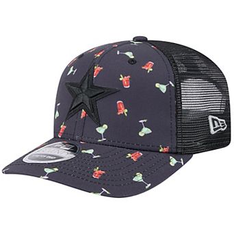 Men's New Era Navy/Black Dallas Cowboys Adventure Drinks Pattern 9SEVENTY Stretch-Snap Hat