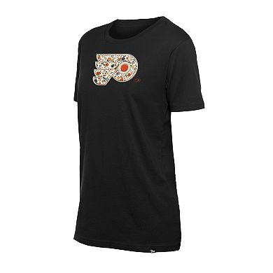 Women's New Era Black Philadelphia Flyers Glam Game Floral T-Shirt