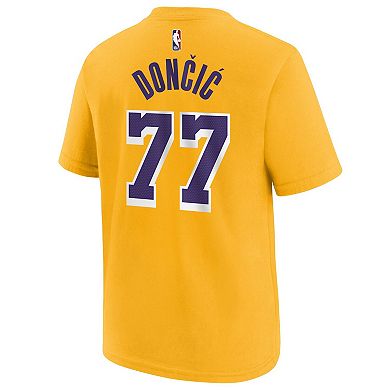 Youth Nike Luka Don i Gold Los Angeles Lakers Player Name & Number T-Shirt