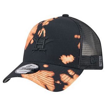 Men's New Era Black Houston Astros Bleached A-Frame 9FORTY Adjustable Hat