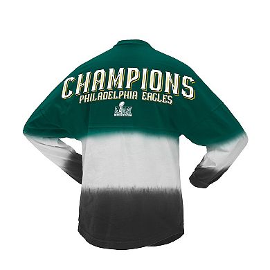 Women's Fanatics Midnight Green Philadelphia Eagles Super Bowl LIX Champions Horizontal Ombre Spirit Jersey Long Sleeve T-Shirt