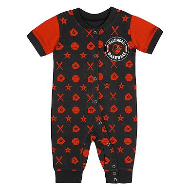 Newborn Black Baltimore Orioles Hard 90 Coveralls